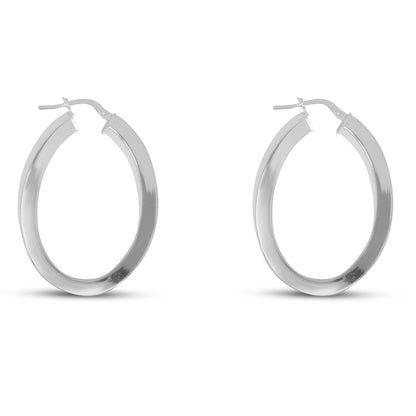 Sterling Silver Thick Oval Twisted Hoops