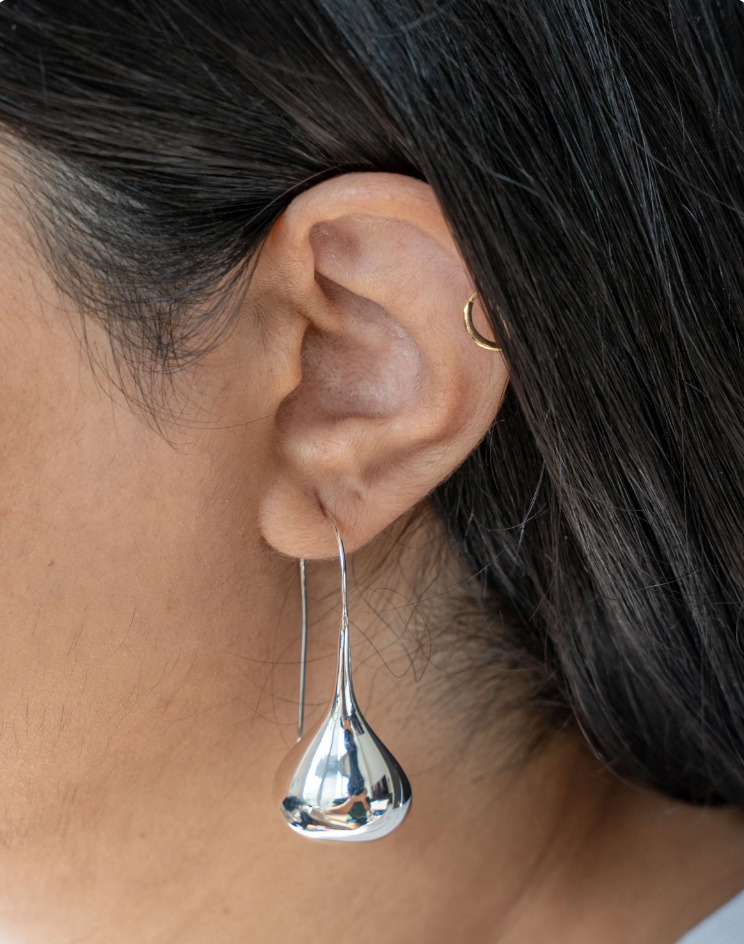 Sterling Silver Puffy Teardrop Earrings