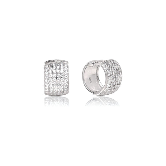 Sterling Silver Pavé Small Chunky Huggies