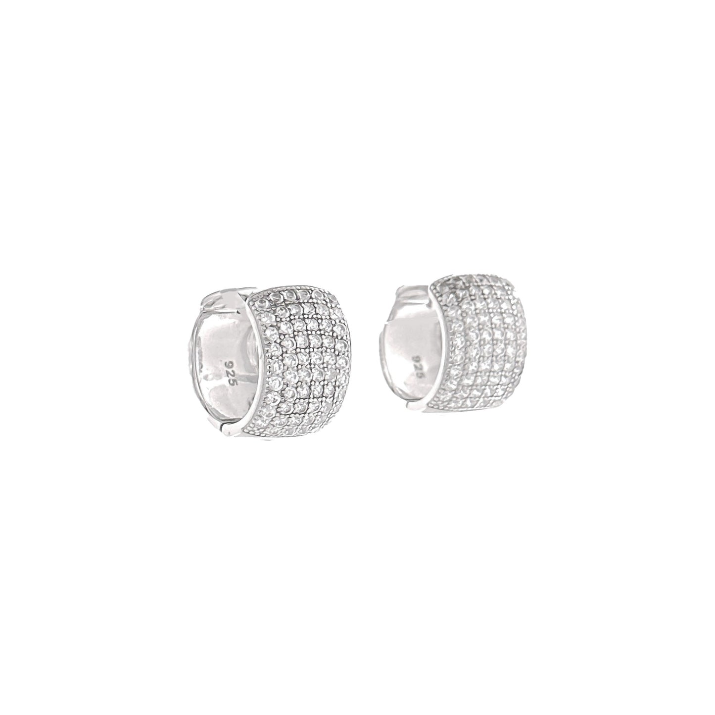 Sterling Silver Pavé Small Chunky Huggies