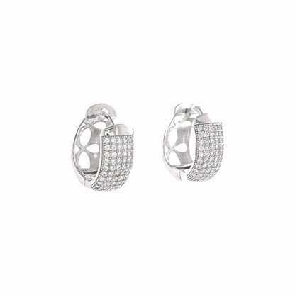 Sterling Silver Pavé Oval Chunky Huggies