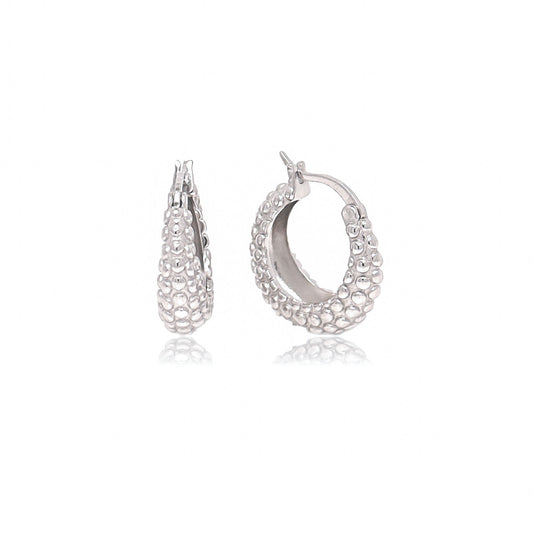 Sterling Silver Beaded Hoops