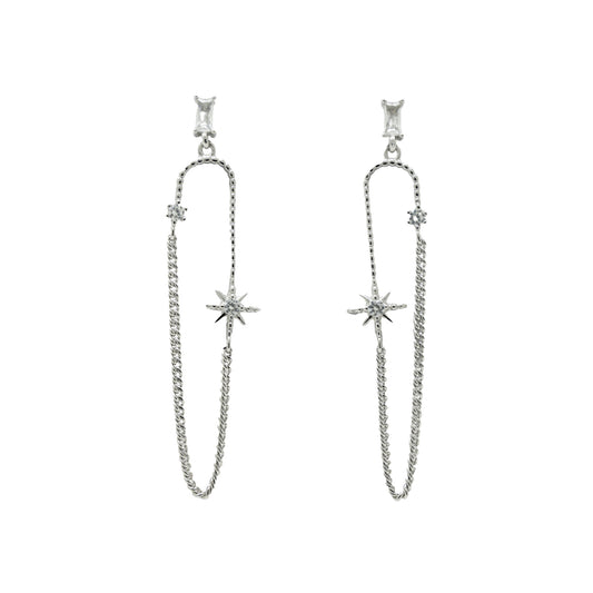 Sterling Silver Chain Starburst Earrings