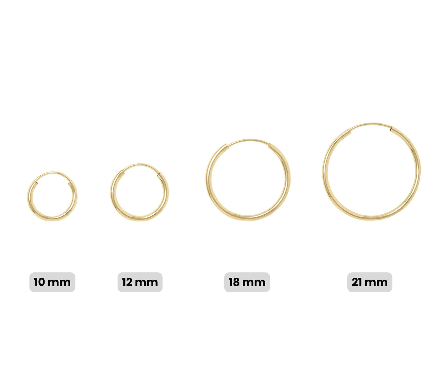 14k Gold Endless Hoops