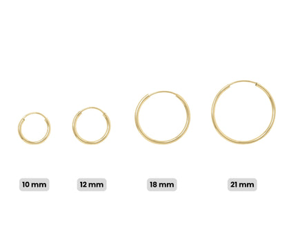 14k Gold Endless Hoops