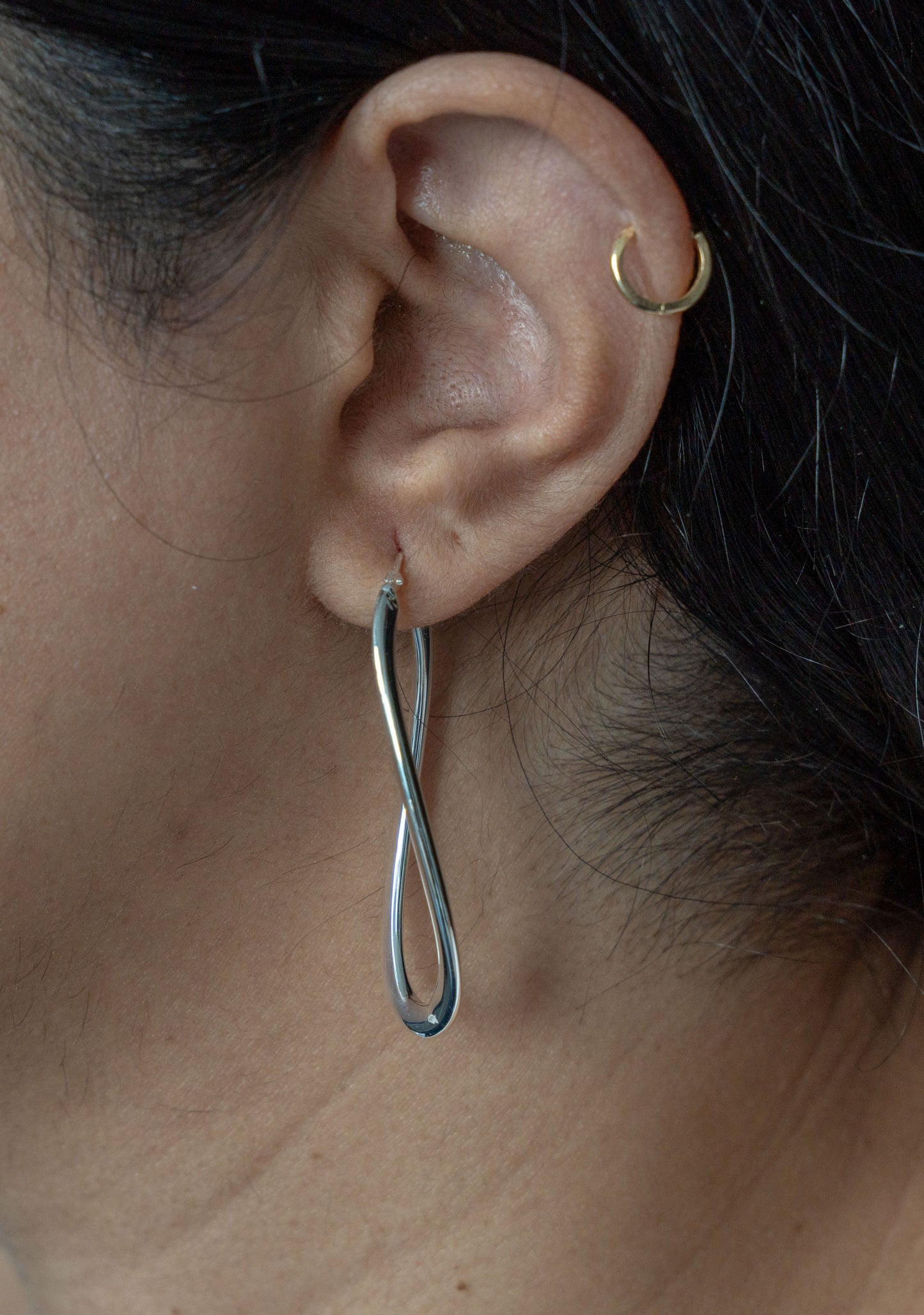 Sterling Silver Oval Curved Tube Hoops