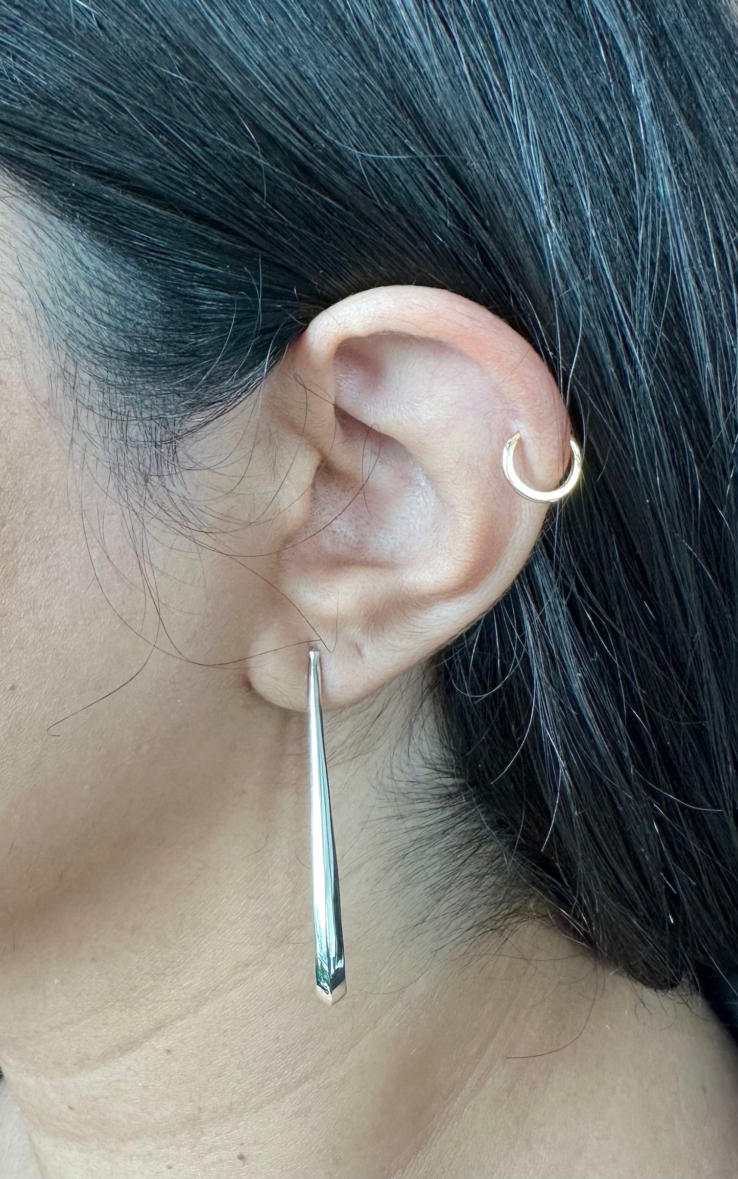Sterling Silver Long U Shaped Earrings