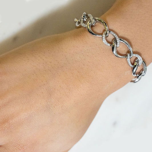Sterling Silver Large Curb Link Bracelet