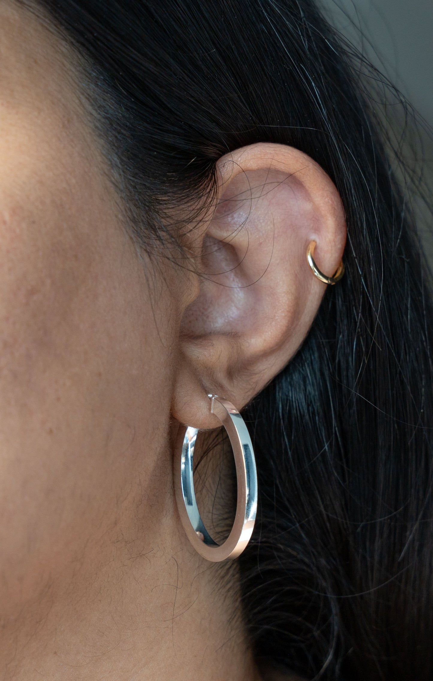 Sterling Silver Oval Flat Hoops