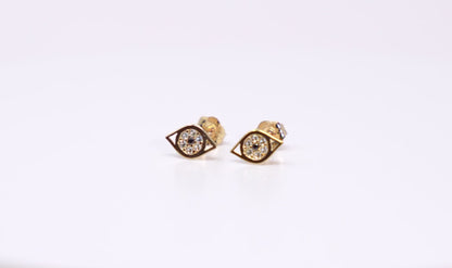 14k Gold Evil Eye Studs