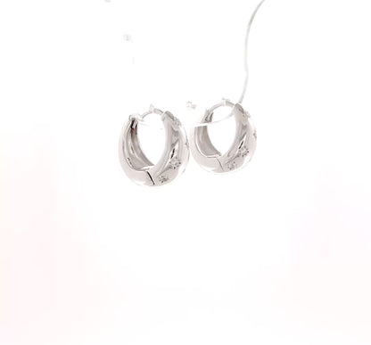 Sterling Silver Teardrop Star Huggies