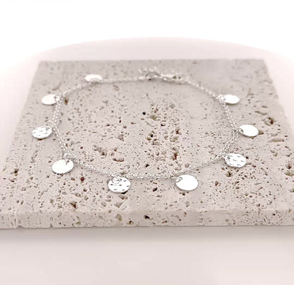 Sterling Silver Dangling Coin Anklet