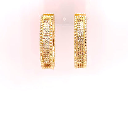 14k Gold Filled Beaded Stone Hoops