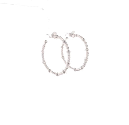 Sterling Silver Beaded Open Hoop