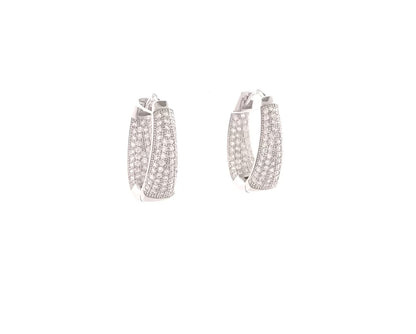 Sterling Silver Pavé Tapered Hoops