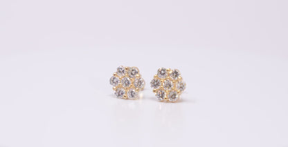 14k Gold Large Flower Studs