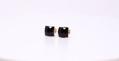 14k Gold Square Black Studs