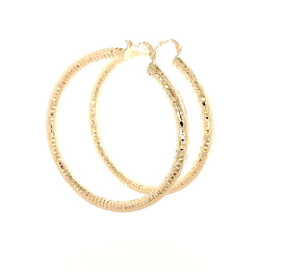 14k Gold Filled Large Diamond Cut Hoops