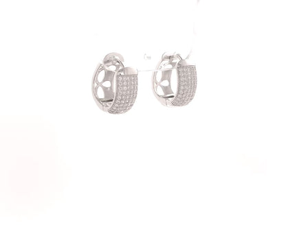 Sterling Silver Pavé Oval Chunky Huggies