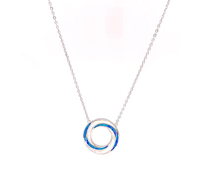Sterling Silver Opal Circle Necklace