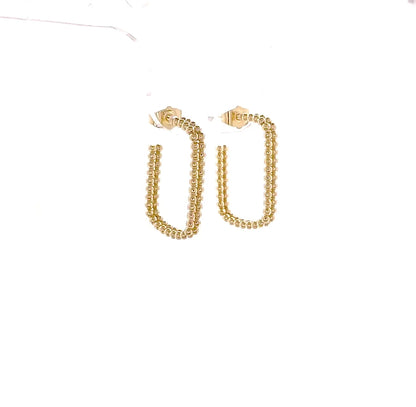 14k Gold Filled Beaded Rectangle Hoops