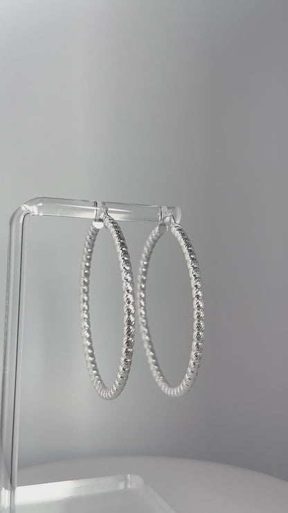 Sterling Silver Beaded Hoops