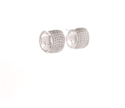 Sterling Silver Pavé Small Chunky Huggies