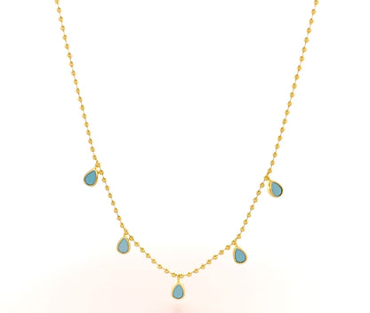 Gold Turquoise Charm Necklace