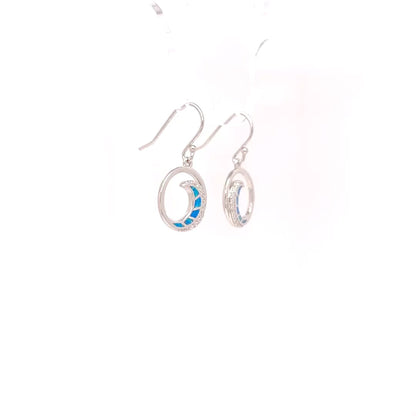 Sterling Silver Blue Opal Ocean Wave Drop Earrings