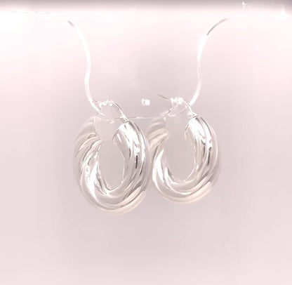 Sterling Silver Small Twisted Hoops, Silver, Gold