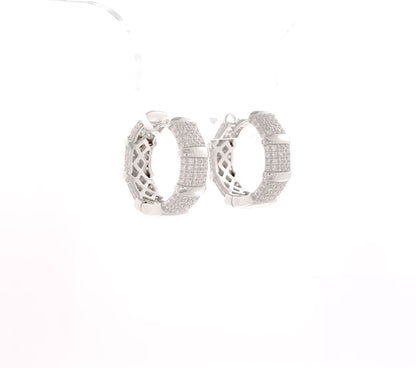 Sterling Silver Thick Pavé Huggie Hoops