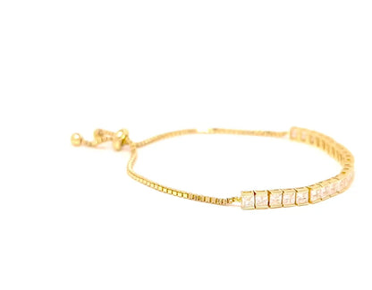 Sterling Silver Princess Cut Tennis Bracelet, Silver, Gold