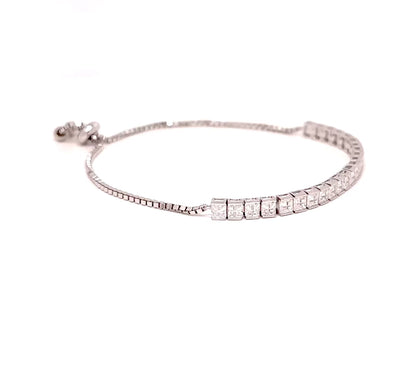 Sterling Silver Princess Cut Tennis Bracelet, Silver, Gold