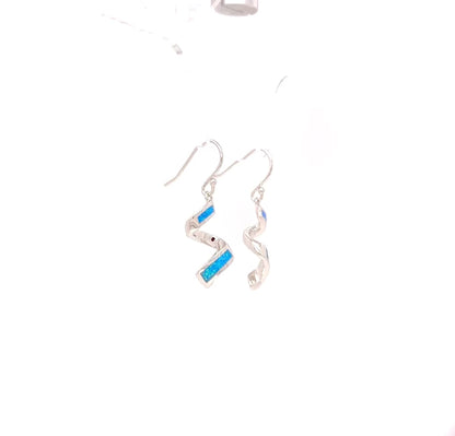 Sterling Silver Blue Opal Twist Drop Earrings