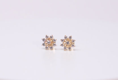 14k Gold Flower Stud Earrings