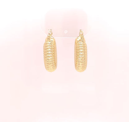 14k Gold Filled Textured Chunky Hoops