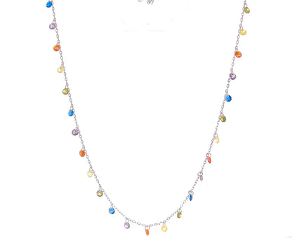 Sterling Silver Multicolor Gemstone Necklace