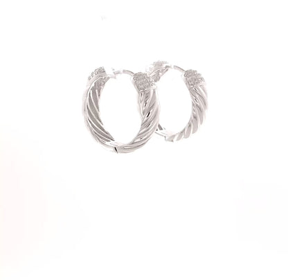 Sterling Silver Croissant Pavé Hoops