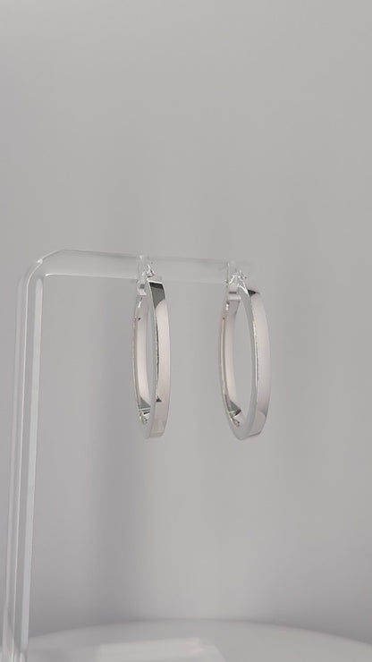 Sterling Silver Oval Flat Hoops