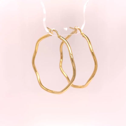 Gold Plated Sterling Silver Wavy Hoop Earrings