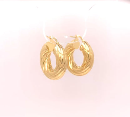 Sterling Silver Small Twisted Hoops, Silver, Gold