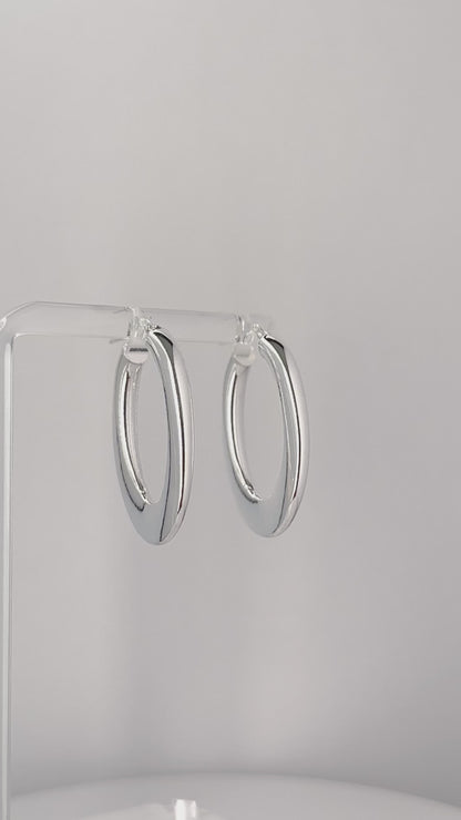 Sterling Silver Oval Flat Tube Hoops